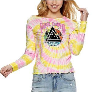 Pink Floyd Women Small Yellow pink Long Sleeve Dye Tie Dark Side Graphic Tee
